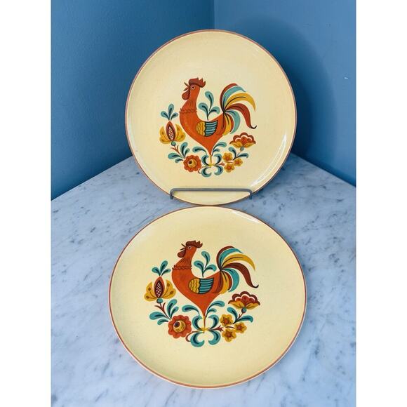 (2) Reveille Rooster Dinner Plates 10 1/4" Taylor Smith & Taylor Vintage Plate - Picture 2 of 12